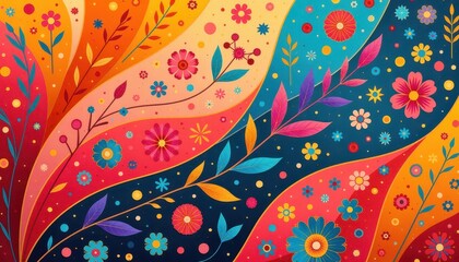 Fototapeta premium Abstract Patterns Representing the Joyful Spirit and Cultural Richness of Maha Navami Festivities in Full Bloom.