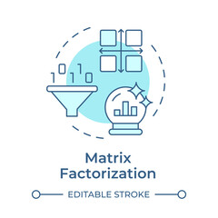 Matrix factorization soft blue concept icon. Filtering technique, statistic metric. System, methodology. Round shape line illustration. Abstract idea. Graphic design. Easy to use article, blog post