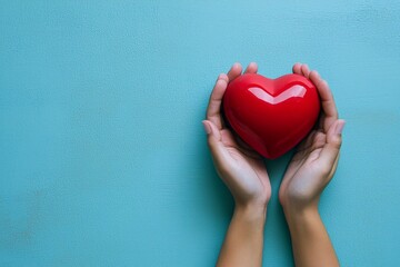 Obraz premium A vibrant poster template for celebrating kindness, adorned with a heart motif and generous space for your inspirational messages.