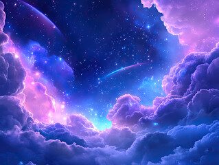 Fototapeta premium Midnight Sky Background Deep Indigo Clouds and Glimmering Stars for Captivating Nightscapes