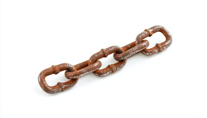 Obraz premium A heavy-duty chain link, with rough metal texture, isolated on a white background