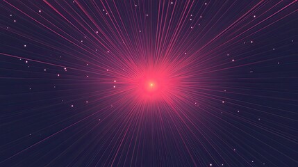 Naklejka premium Abstract Background with Pink Lines and Glowing Dots Radiating from a Central Point