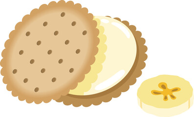 Sandwich biscuit with banana cream
