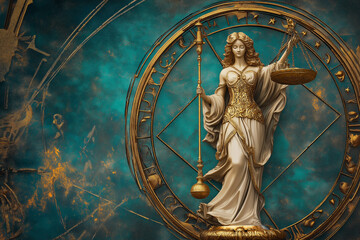 Obraz premium wallpaper of spiritual astrological zodiac sign libra