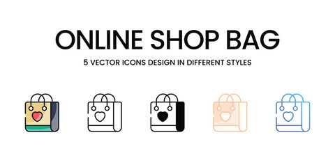 Online Shop Bag vector icons set ready to use wed and mobile apps.
