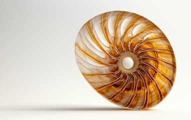 Obraz premium A realistic seashell with intricate patterns and natural textures, isolated on a clean white surface