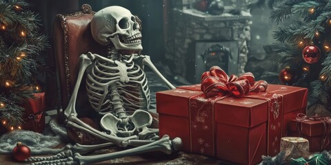 sceleton and christmass gift 