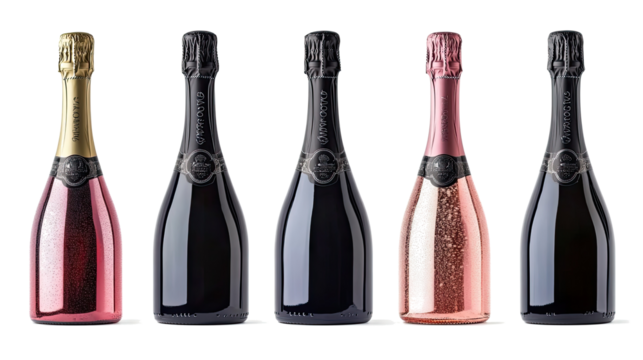 Elegant Collection of Wine Bottles of Sparkling Wine Generative AI - Powered by Adobe