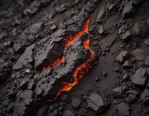 close up of fire on rocky surface