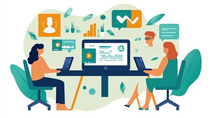 Fototapeta premium Remote Work Dynamics: Examine the rise of remote work in corporate life.