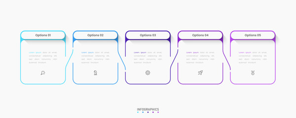 Vector Infographic label design template with icons and 5 options or steps. Can be used for process diagram, presentations, workflow layout, banner, flow chart, info graph.