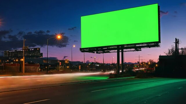 Blank Billboard at Dusk on a Busy Street