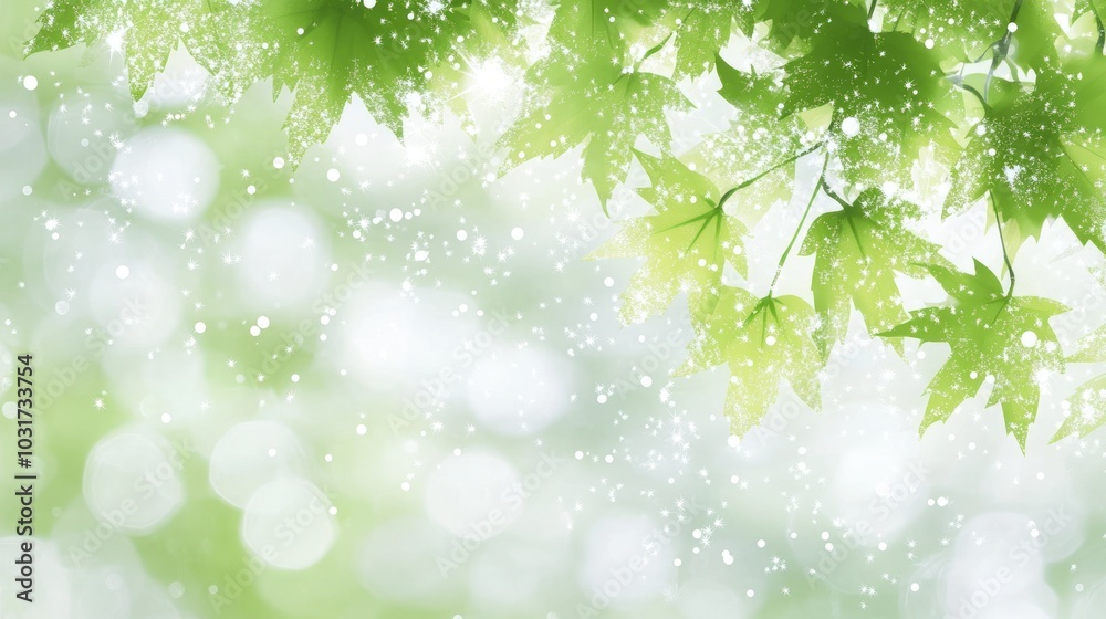 Canvas Prints A serene image featuring green leaves and soft bokeh effects, evoking tranquility and nature.