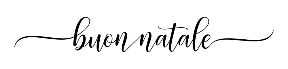 Buon Natale – Merry Christmas Italian language, Calligraphy brush text banner with transparent background