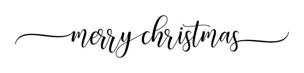 Merry Christmas, Calligraphy brush text banner with transparent background