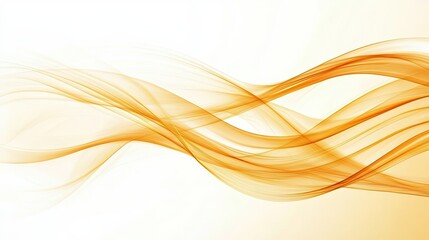 Abstract Golden Waves on a White Background