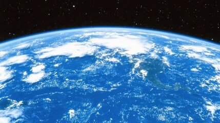 Obraz premium A stunning view of Earth from space, showcasing its blue oceans and white clouds against a backdrop of stars.
