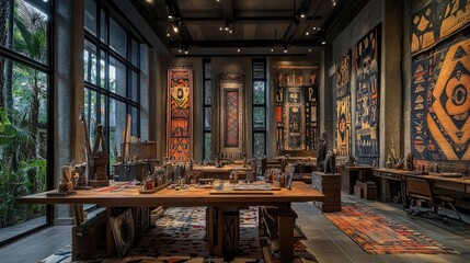 Obraz premium A refined luxury tribal atelier with high ceilings
