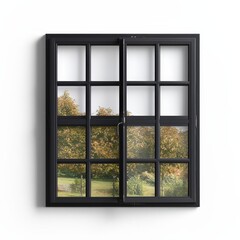 Black Window with Garden View   Modern Window Design  Open Frame  Paned Glass  Home Interi