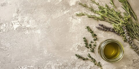 Yom kippur background with olive oil jar and greenery for holiday decor and inspiration