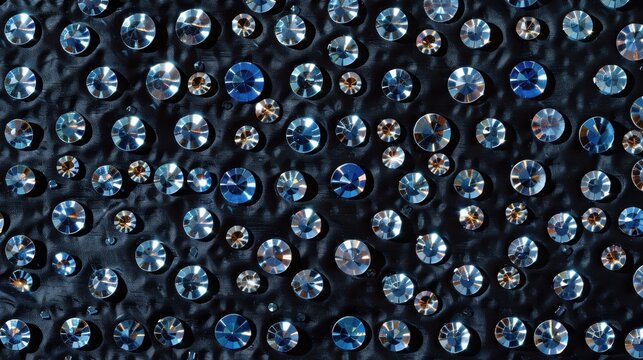Sparkling Crystal Rhinestones on a Dark Textured Surface