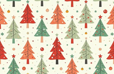 Seamless Christmas pattern with tree design, Christmas background, decorative paper, suitable for gift wrap, wallpaper, vector illustration.