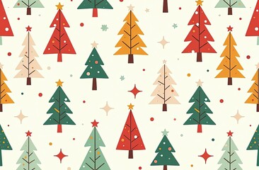 Seamless Christmas pattern with tree design, Christmas background, decorative paper, suitable for gift wrap, wallpaper, vector illustration.