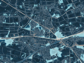 Painterly Style City Map of Garbsen, Germany in a Blue Color Scheme.