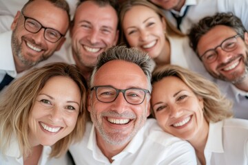 Fototapeta premium Cheerful Business Team Collaborating, Group of Colleagues Smiling Together in a Positive Work Environment