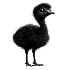 Close-up portrait of an ostrich against a white background, showcasing its beak, feathers, and unique features, capturing the essence of wildlife