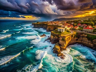 Obraz premium Urban Exploration of Stormy Seas Under Dramatic Clouds