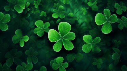 Serene Green Clover Field with Dew Drops. St. Patrick's Day