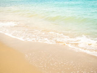 Summer background sea blue with sand beach at coast island scene mockup water nature travel vacation holidays tropical, mockup ocean ecosystem energy change environment, backdrop product cosmetic.