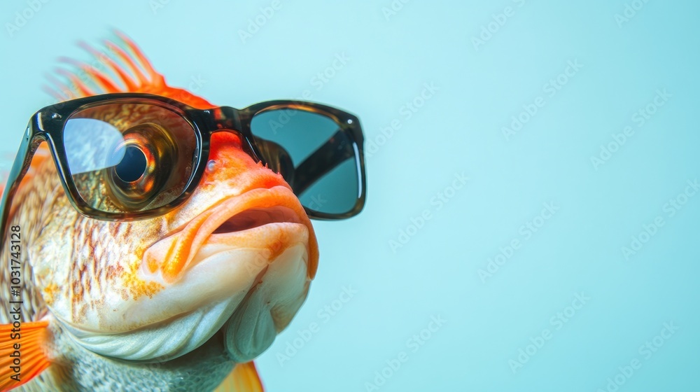 Sticker A fish wearing sunglasses, showcasing a playful and humorous vibe.