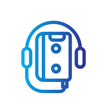 blue headphones around audio player clip art preview