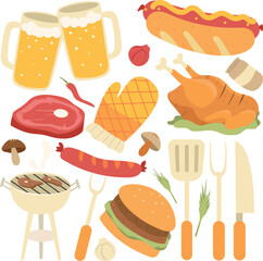 vector graphic barbeque sticker pack