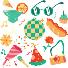vector graphic party elements pack with cheerful colors