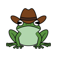Cartoon Frog with Cowboy Hat Illustration