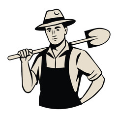 Farmer with shovel illustration