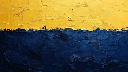 Obraz premium Abstract Textural Painting with Yellow and Blue Acrylic