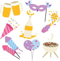 vector pack party hand drawn