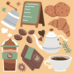 cafe variety pack hand drawn vector