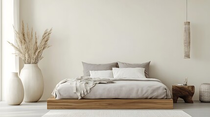 Elegant and Cozy Modern Bedroom Interior Design with Stylish Decor, mockup, poster and Background