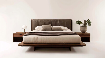 Modern Bedroom with Plush King-Sized Bed and Elegant Linen