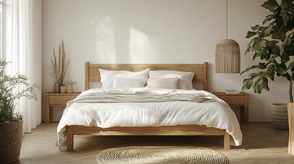 Elegant and Cozy Modern Bedroom Interior Design with Stylish Decor, mockup, poster and Background