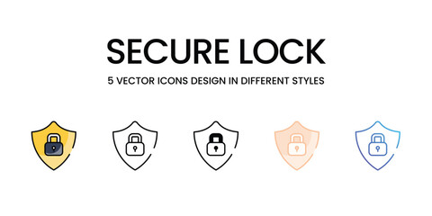 Secure Lock vector icons set ready to use wed and mobile apps.