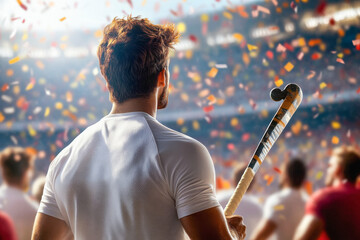 young hockey player holding a stick