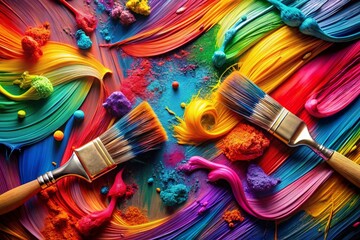 Vibrant Abstract Colorful Brush Strokes Background for Fashion Photography