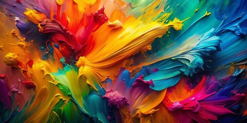 Vibrant Abstract Painting in Minimalist Style with Colorful Brush Strokes for Modern Decor