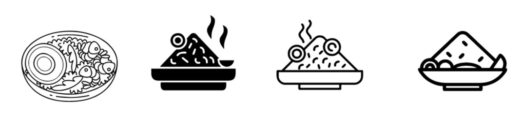 Fried rice icons illustration. vector